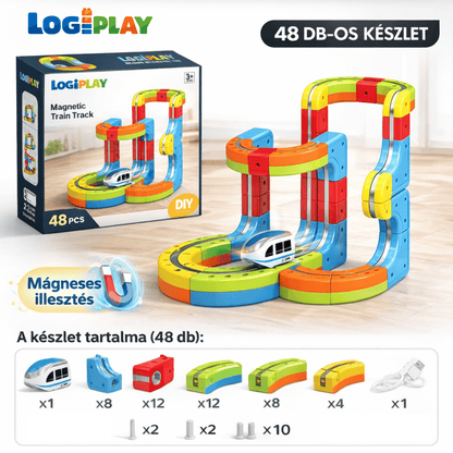 Logiplay STEM Mágneses Fejlesztő Vonatpálya