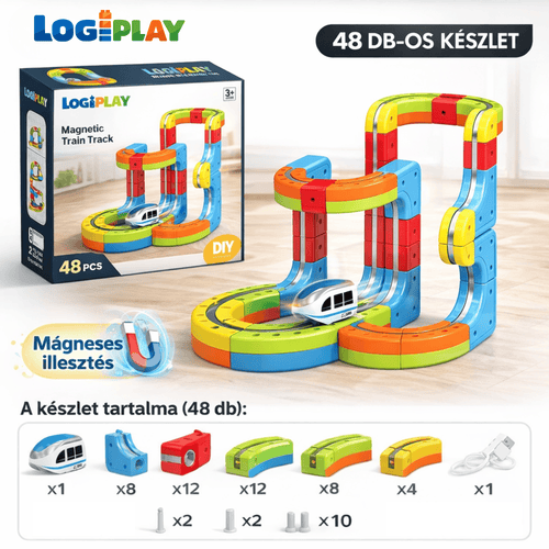 Logiplay STEM Mágneses Fejlesztő Vonatpálya