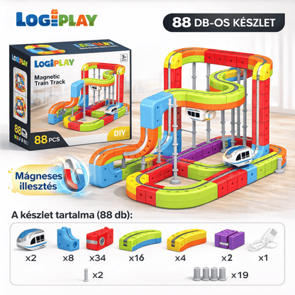 Logiplay STEM Mágneses Fejlesztő Vonatpálya